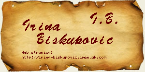 Irina Biskupović vizit kartica